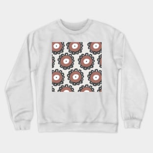 Boho Natural Collection Boho Aesthetic Flower Pattern in Charcoal and Clay Red Throw Crewneck Sweatshirt